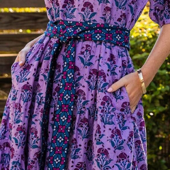 Printfresh Countryside Drives To and From Eyelet Dress Lavender Fields Small New - Picture 4 of 16